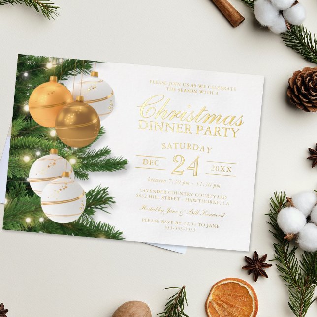 Elegant Gold Holiday Christmas Party Foil Invitation (Creator Uploaded)