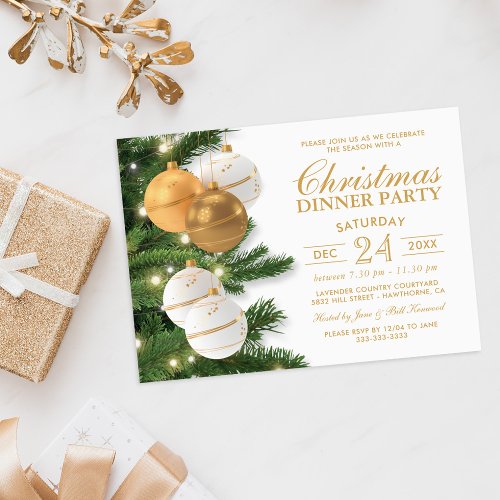 Elegant Gold Holiday Christmas Party Invitation