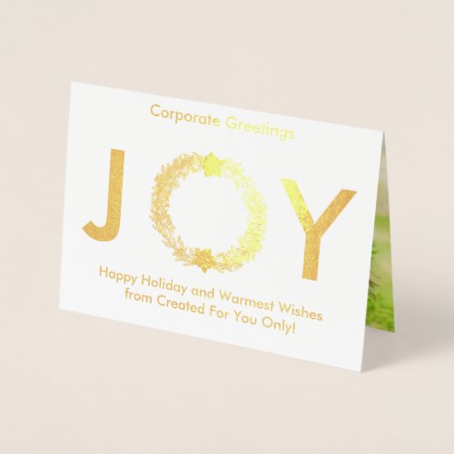 Elegant Gold Holiday Corporate Photo Real Foil Card