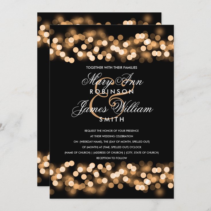 Elegant Gold Hollywood Glam Wedding Invitation | Zazzle