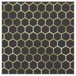 Elegant Gold Honeycomb Black Pattern Fabric
