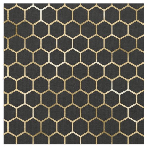 Elegant Gold Honeycomb Black Pattern Fabric