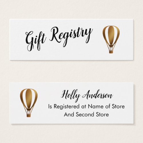 Elegant Gold Hot Air Balloon Gift Registry Cards