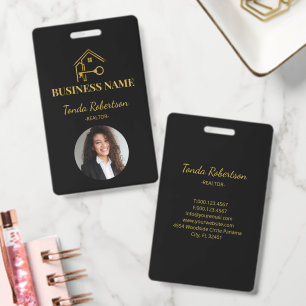 Elegant Gold House Key Professional Realtor Badge