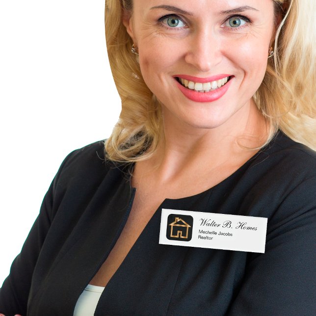 Elegant Gold House Symbol Name Tag (Creator Uploaded)