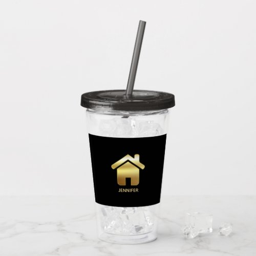 Elegant Gold House Symbol Real Estate Design Acrylic Tumbler