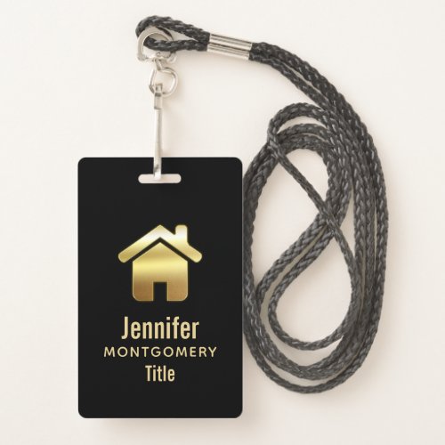 Elegant Gold House Symbol Real Estate Design Badge