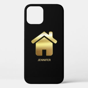 Elegant Gold House Symbol Real Estate Design iPhone 12 Case