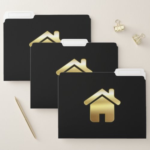 Elegant Gold House Symbol Real Estate Design File Folder