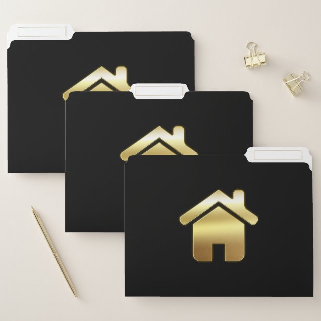 Elegant Gold House Symbol Real Estate Design File Folder (Set)