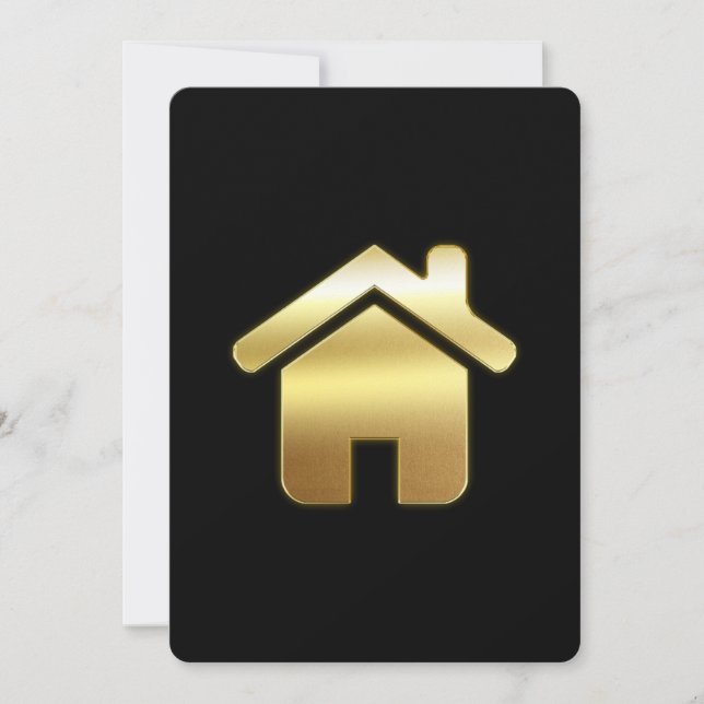 Elegant Gold House Symbol Real Estate Design Holiday Card (Front)