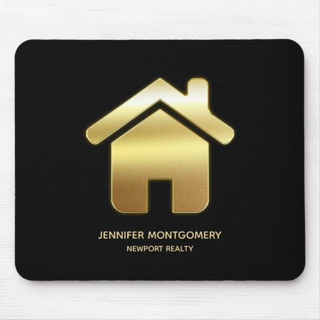 Elegant Gold House Symbol Real Estate Design Mouse Pad (Front)