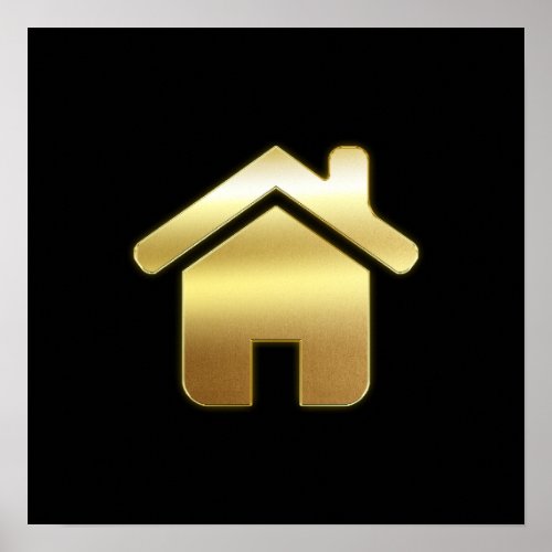 Elegant Gold House Symbol Real Estate Design Poster