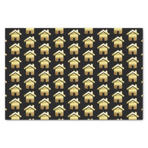 Elegant Gold House Symbol Real Estate Pattern Tissue Paper