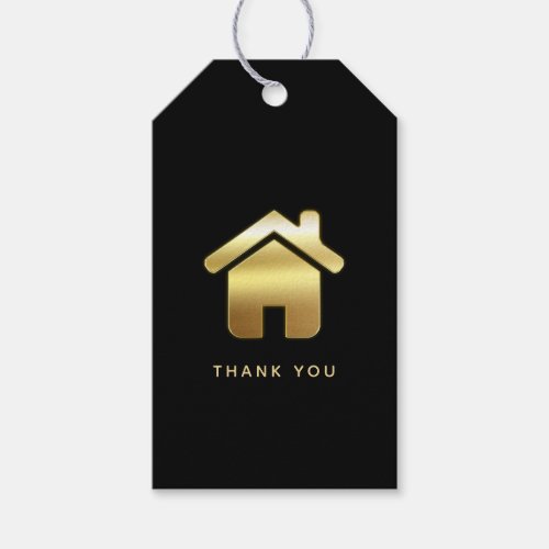 Elegant Gold House Symbol Real Estate Thank You Gift Tags