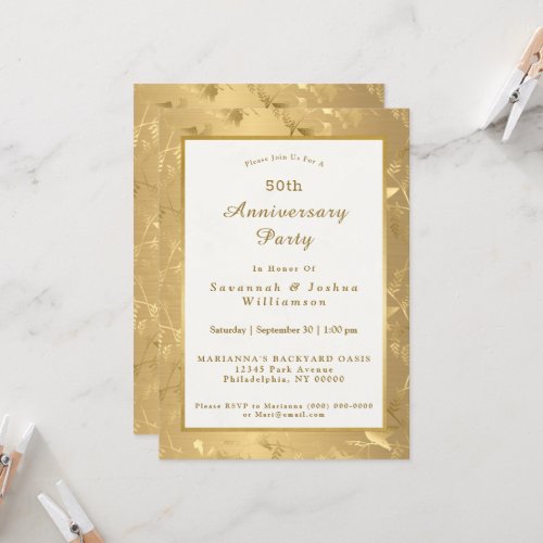 Elegant Gold Hummingbirds Glam Anniversary Invitation
