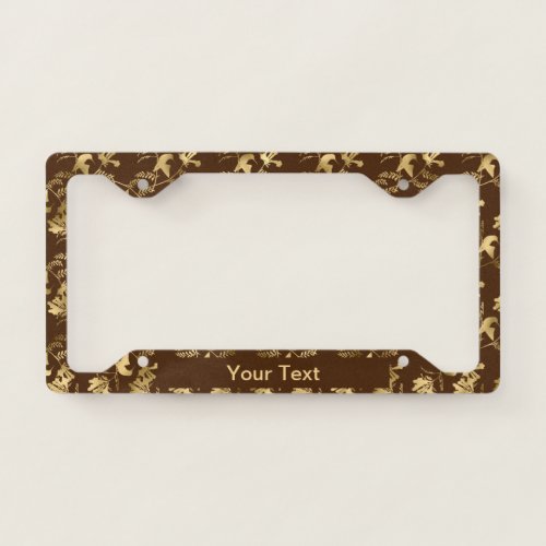 Elegant Gold Hummingbirds Glam Brown Personalized License Plate Frame