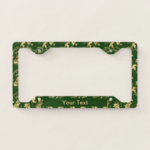 Elegant Gold Hummingbirds Glam Green Personalized License Plate Frame