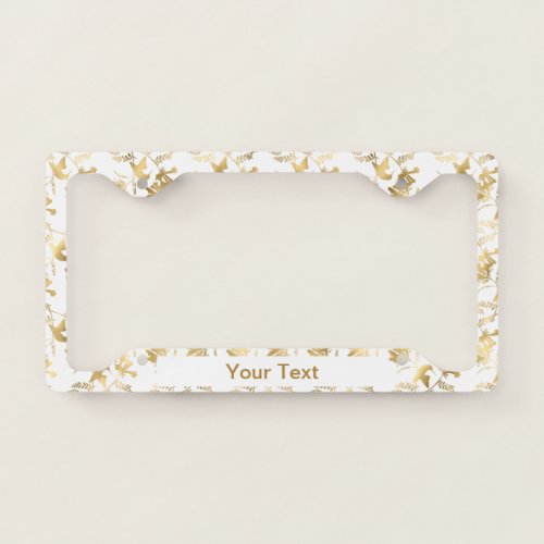 Elegant Gold Hummingbirds Glam Personalized License Plate Frame