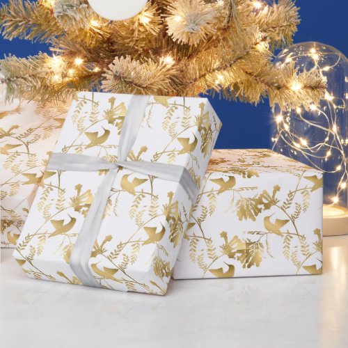 Elegant Gold Hummingbirds Glam Wrapping Paper