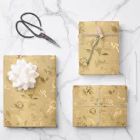 Elegant Gold Hummingbirds Wrapping Paper Sheets