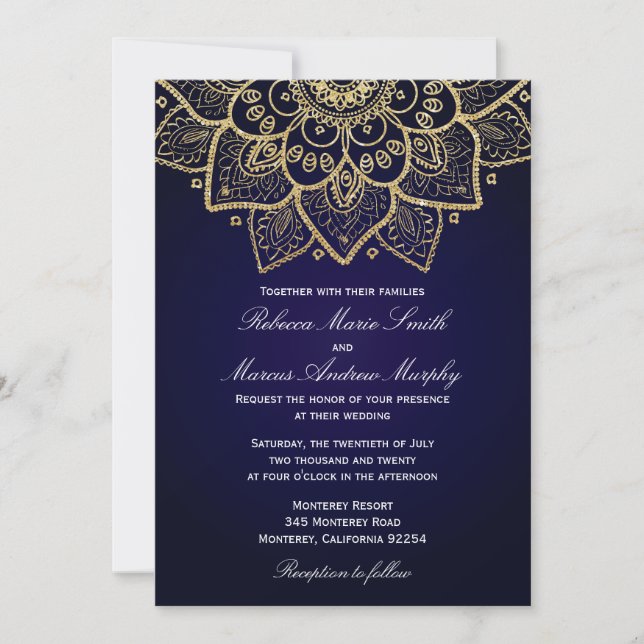 Elegant Gold Indian Invitation (Front)