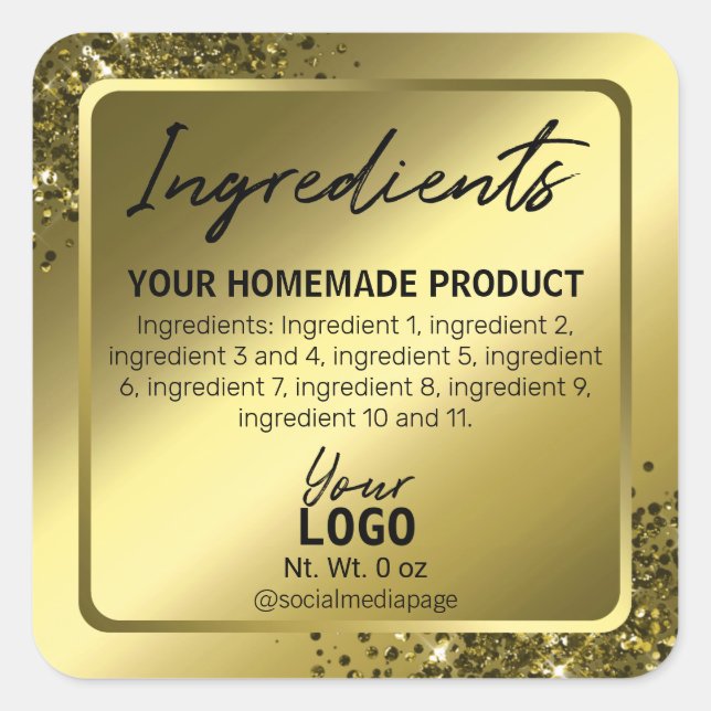 Elegant Gold Ingredient Labels (Front)