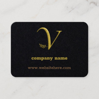 Elegant Gold Initial Letter V Logo Business Card