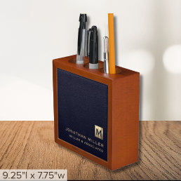 Elegant Gold Initial Logo Desk Organizer