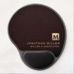 Elegant Gold Initial Logo Gel Mouse Pad<br><div class="desc">This modern luxury gel mouse pad is the perfect addition to any office or workspace. The sleek design features a gold initial logo in classic block typography, adding a touch of personalization, on an oxblood leather print background. The gel wrist rest provides comfort and support during long hours of work....</div>