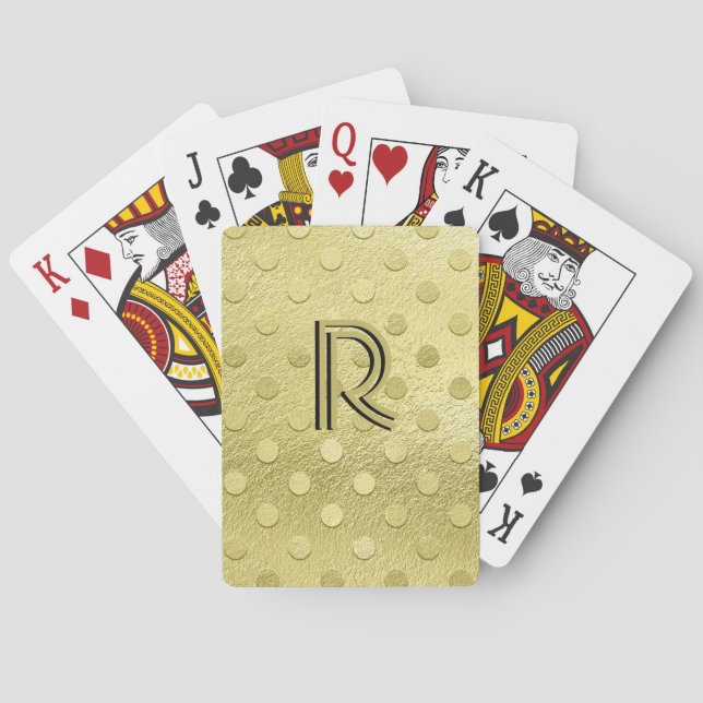 Elegant Gold Initial Monogrammed Chic Poker Cards (Back)