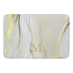 Elegant Gold Ink Abstract Pattern Monogram   Bath  Mat