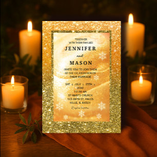 Elegant Gold invitation Glitter and Pearl