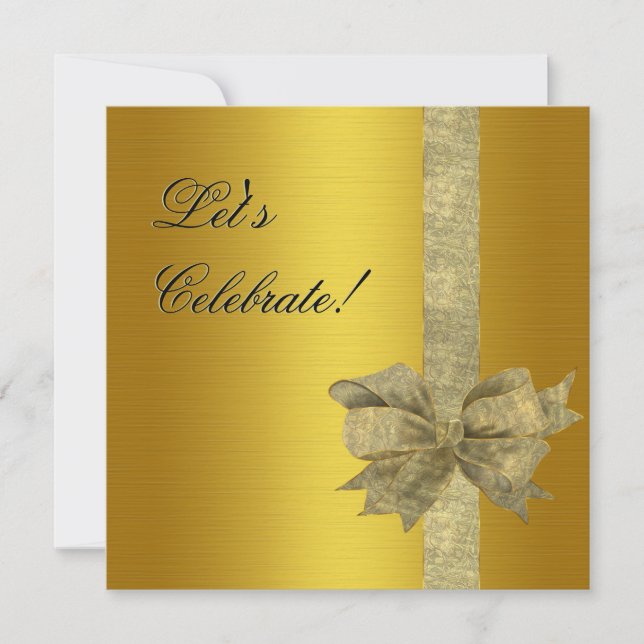 Elegant Gold Invitation with Bow (Front)