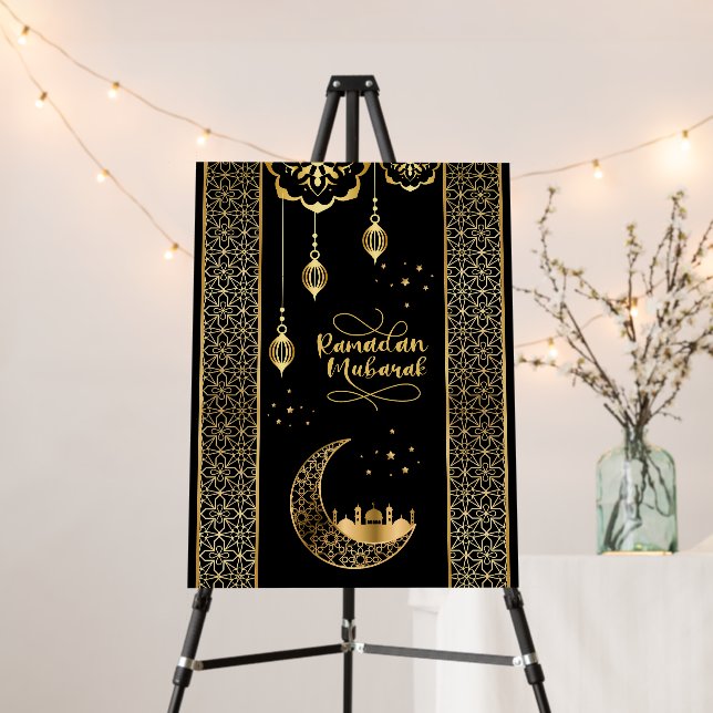 Elegant Gold Islamic Patterns Ramadan Mubarak Foam Board (In Situ (Stand))