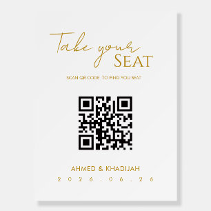 Elegant Gold Islamic Wedding Seating Barecode Foam Board