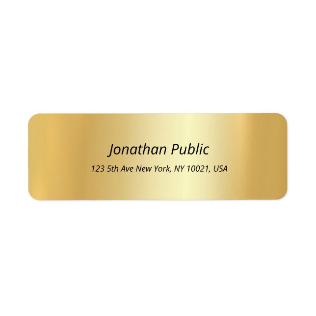 Elegant Gold Italic Text Simple Glamour Modern Label (Front)