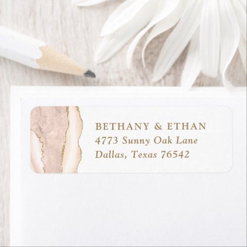 Elegant Gold Ivory Agate Wedding Return Address Label