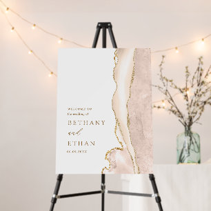 Elegant Gold Ivory Agate Wedding Welcome Sign