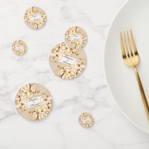 Elegant Gold & Ivory Floral Wedding Confetti