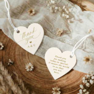 Elegant Gold & Ivory Heart Wedding Thank You Favor Tags