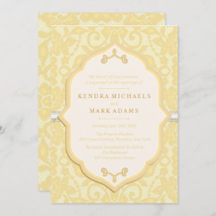 Elegant Gold & Ivory Lace Wedding Invitations