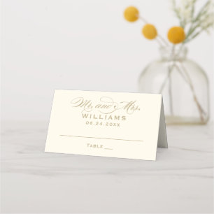 Elegant Gold Ivory Mr Mrs Calligraphy Wedding Place Card