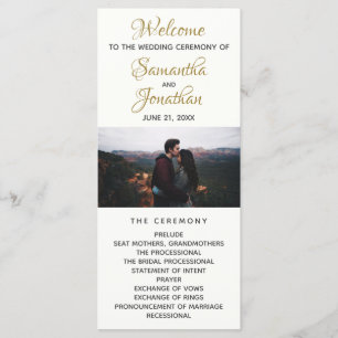 Elegant Gold & Ivory Wedding Program Custom Photo