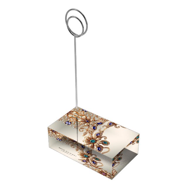 Elegant Gold Jewel Flowers Table Card Holder (Corner)