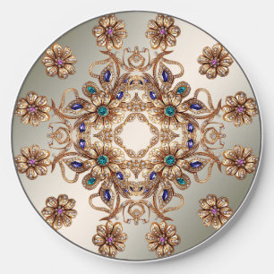 Elegant Gold Jewel Flowers Wireless Charger