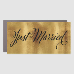 Elegant Gold Just Married Wedding Car Magnet