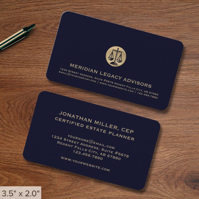 Elegant Gold Justice Scale Emblem Business Card (Creator Uploaded)