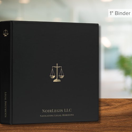 Elegant Gold Justice Scale Legal Binder