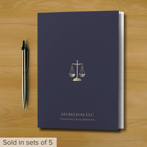 Elegant Gold Justice Scale Navy Legal Folder